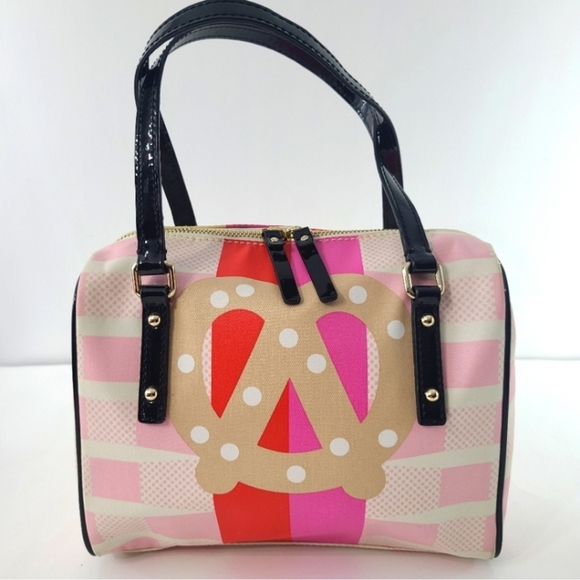 kate spade Handbags - Kate Space x Darcel KSNY Pretzel Vegan Faux Patent Leather Coated Stripe Satchel